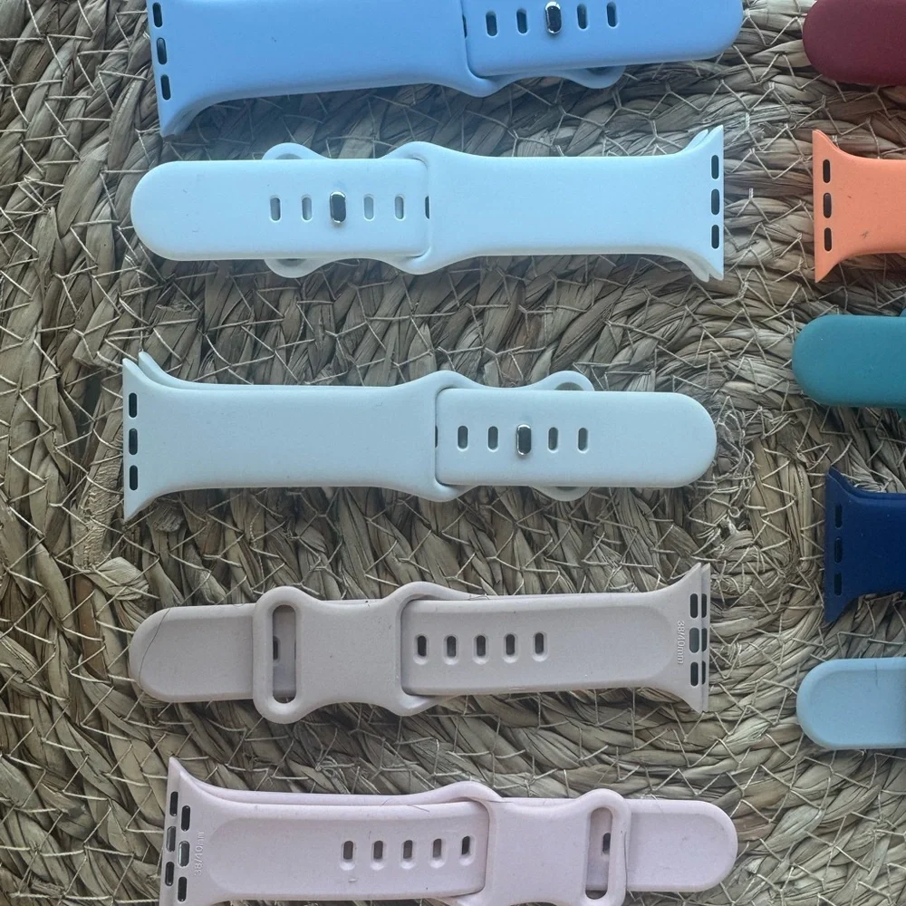 Set of 10 Colorful Silicone Watch Bands for Apple Watch - 38mm